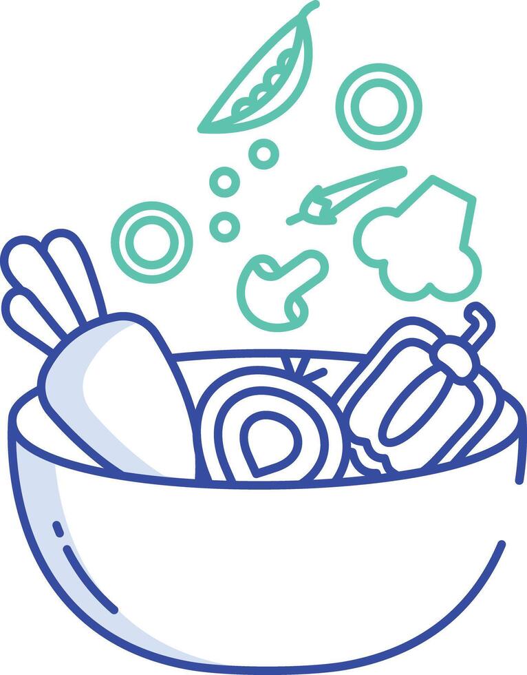 Vegetables outline color illustration vector