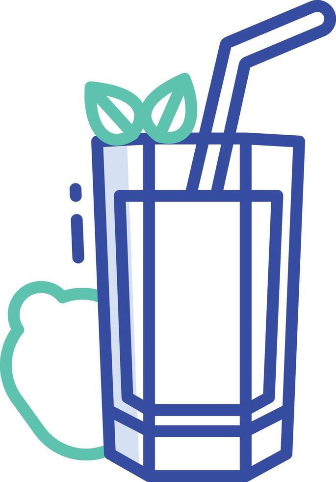 Mint lemonade Juice outline color illustration vector