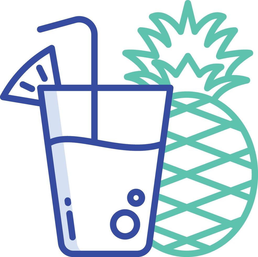 Pineapple Juice outline color illustration vector