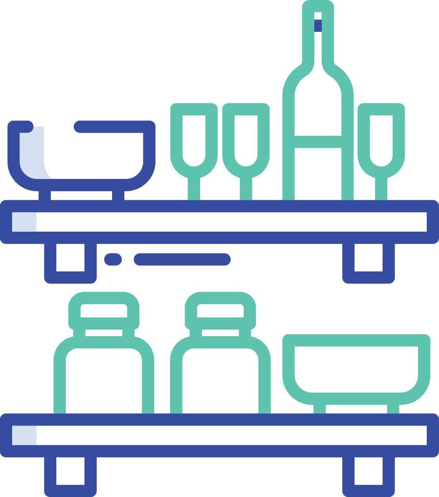 Kitchen Shelves outline color illustration vector