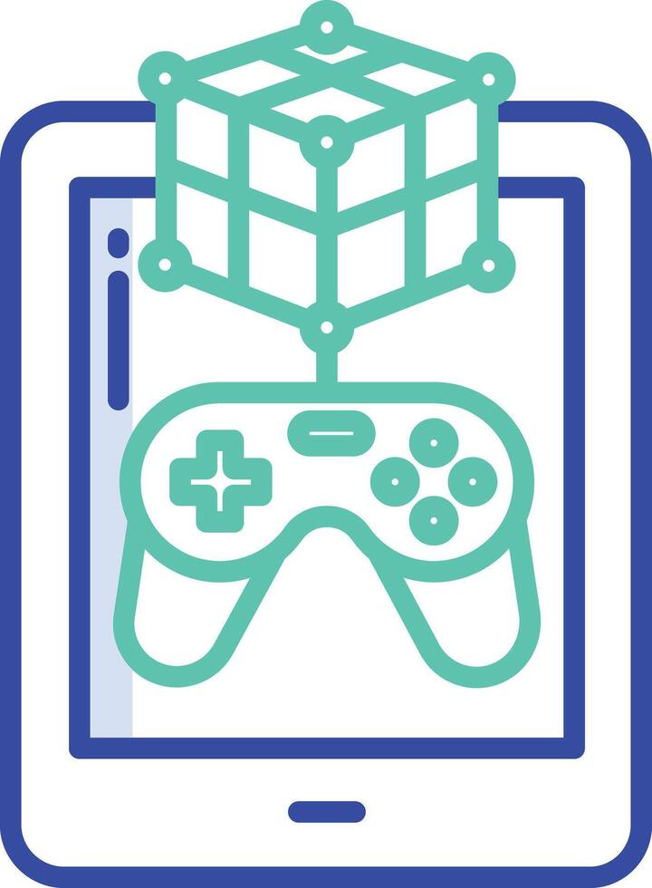 Tablet game outline color illustration vector