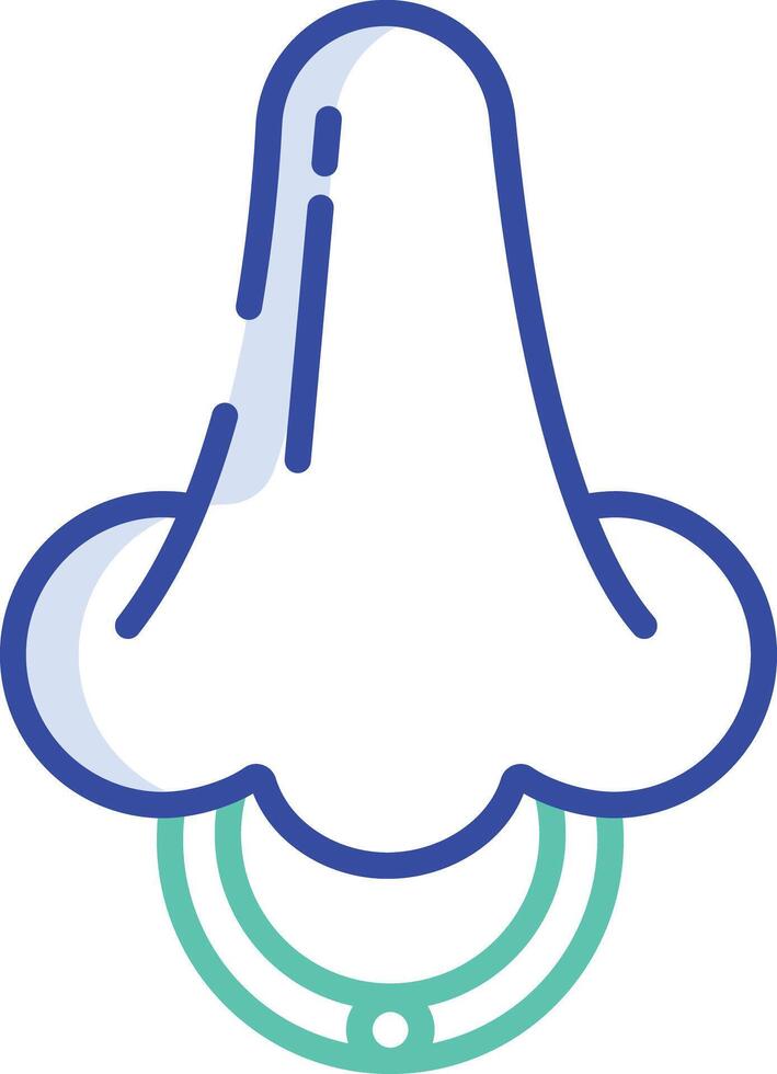 Nose ring outline color illustration vector