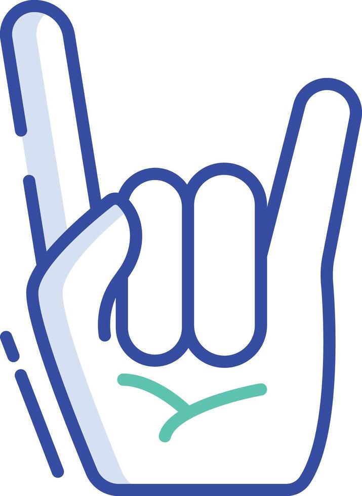 Horns up outline color illustration vector