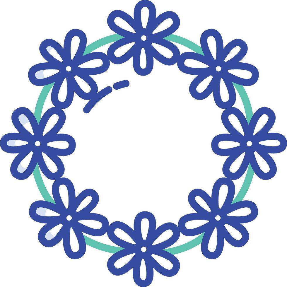 Flower crown outline color illustration vector