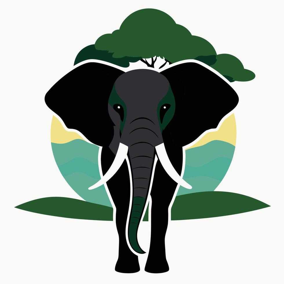 Elephant silhouette art illustration vector