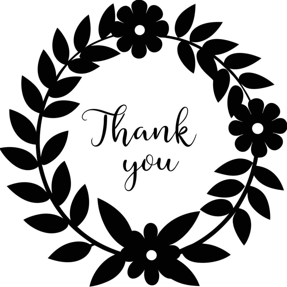 Thank you card with Floral watercolor stylish illustration vector