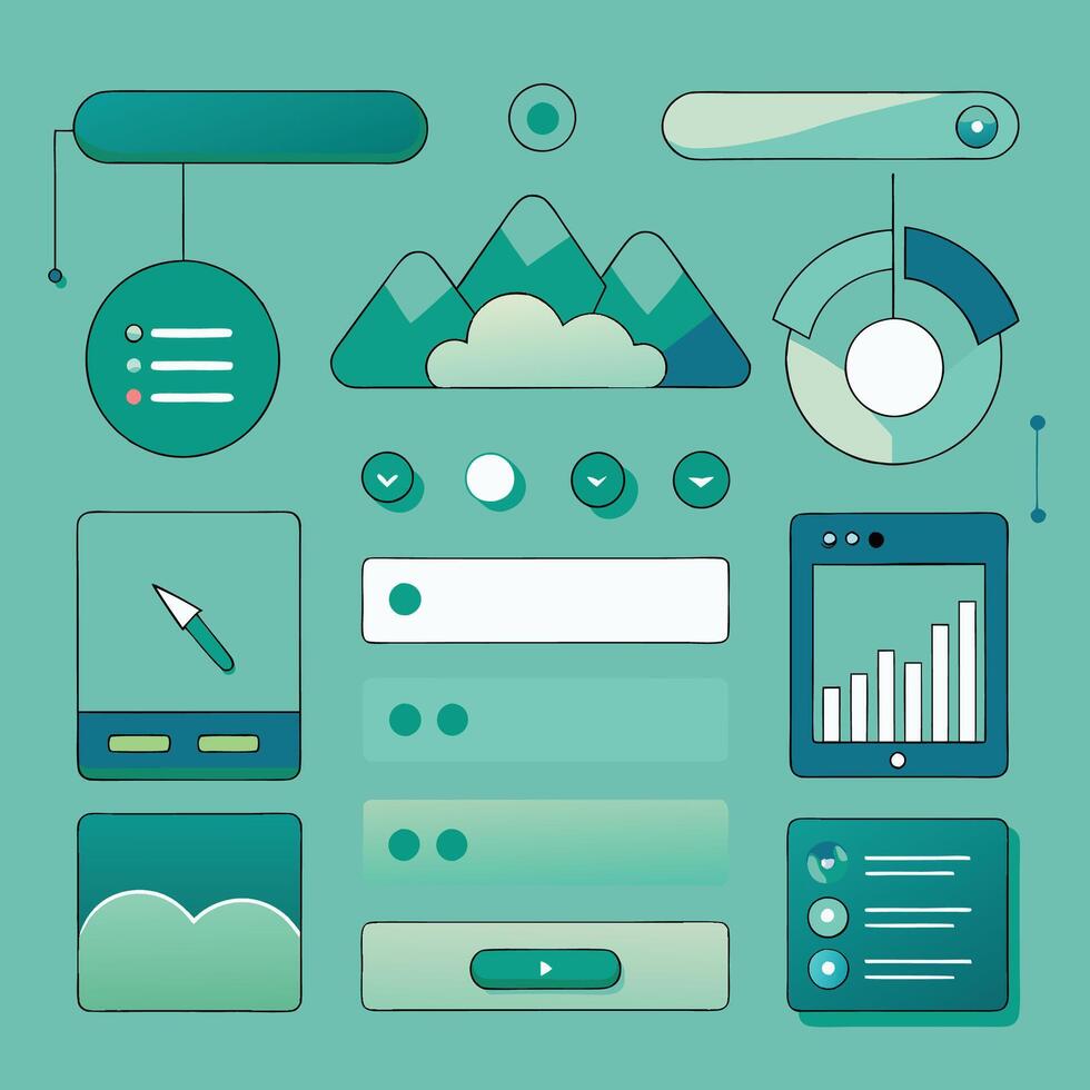 Simple Web UI elements kit graphic vector