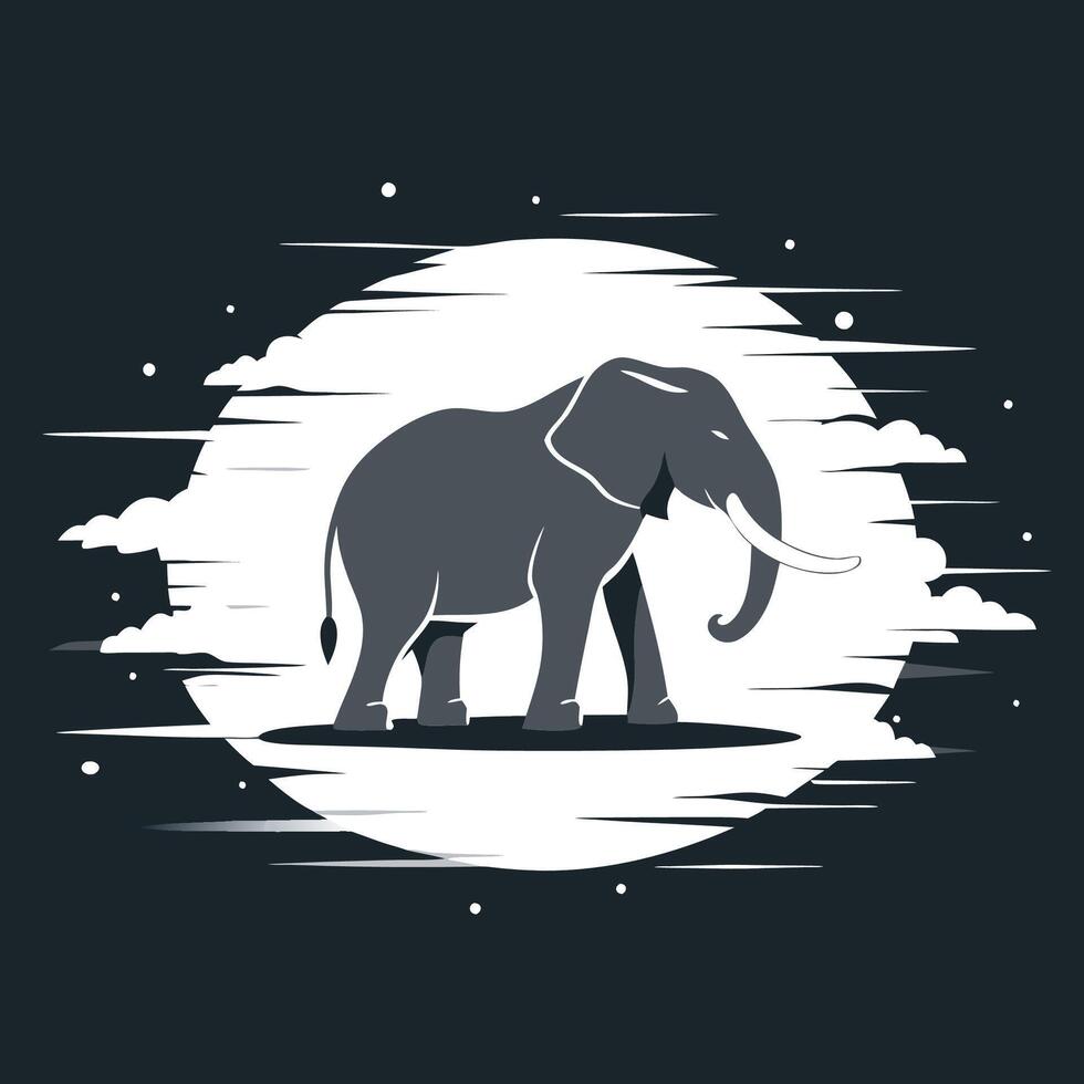 Elephant silhouette art illustration vector