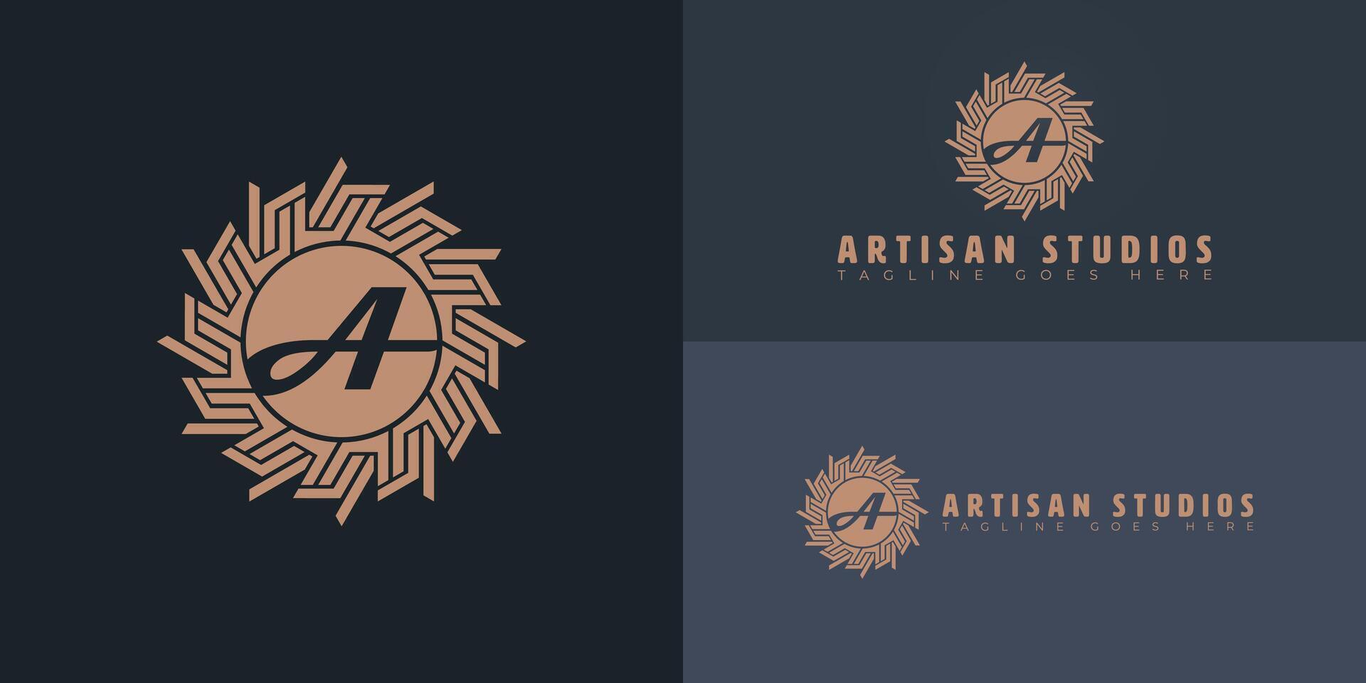 Abstract initial circle letter AS or SA logo in brown color isolated on multiple background colors. The logo is suitable for woodworking business logo design inspiration templates. vector