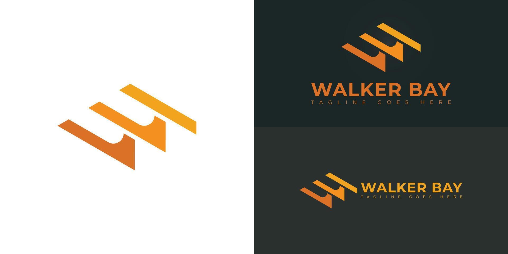 Abstract initial triangle letter WB or BW logo in orange color isolated on multiple background colors. The logo is suitable for outdoor adventure vehicle logo design illustration inspiration vector