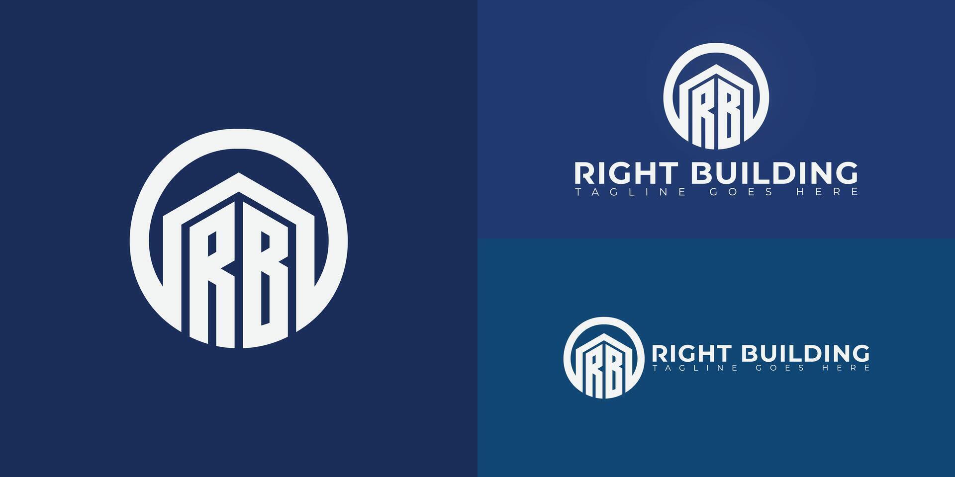 Abstract initial circle letter RB or BR logo in white color isolated on multiple background colors. The logo is suitable for real estate company logo design illustration inspiration templates. vector