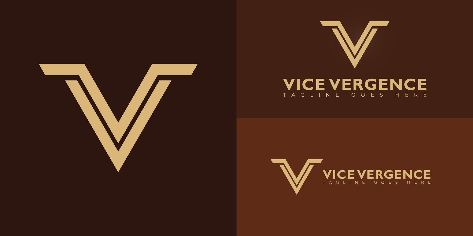 Abstract initial triangle letter V or VV logo in gold color isolated on multiple background colors. The logo is suitable for construction company logo design inspiration templates. vector