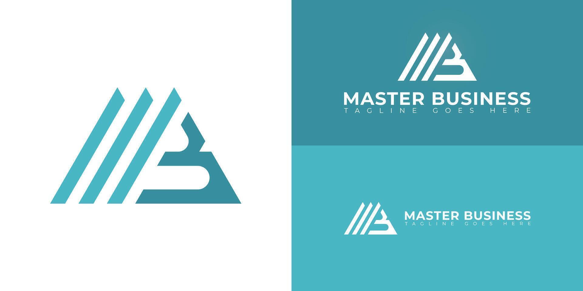 Abstract initial letter MB or BM logo in blue color isolated on multiple background colors. The logo is suitable for business and consulting logo design illustration inspiration templates. vector