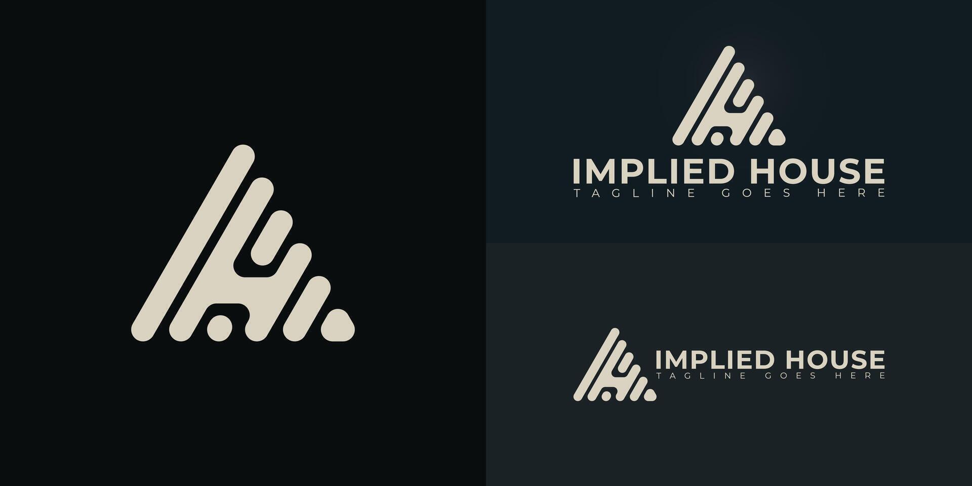 Abstract initial triangle letter IH or HI logo in gold color isolated on multiple background colors. The logo is suitable for real estate and property logo design illustration inspiration vector