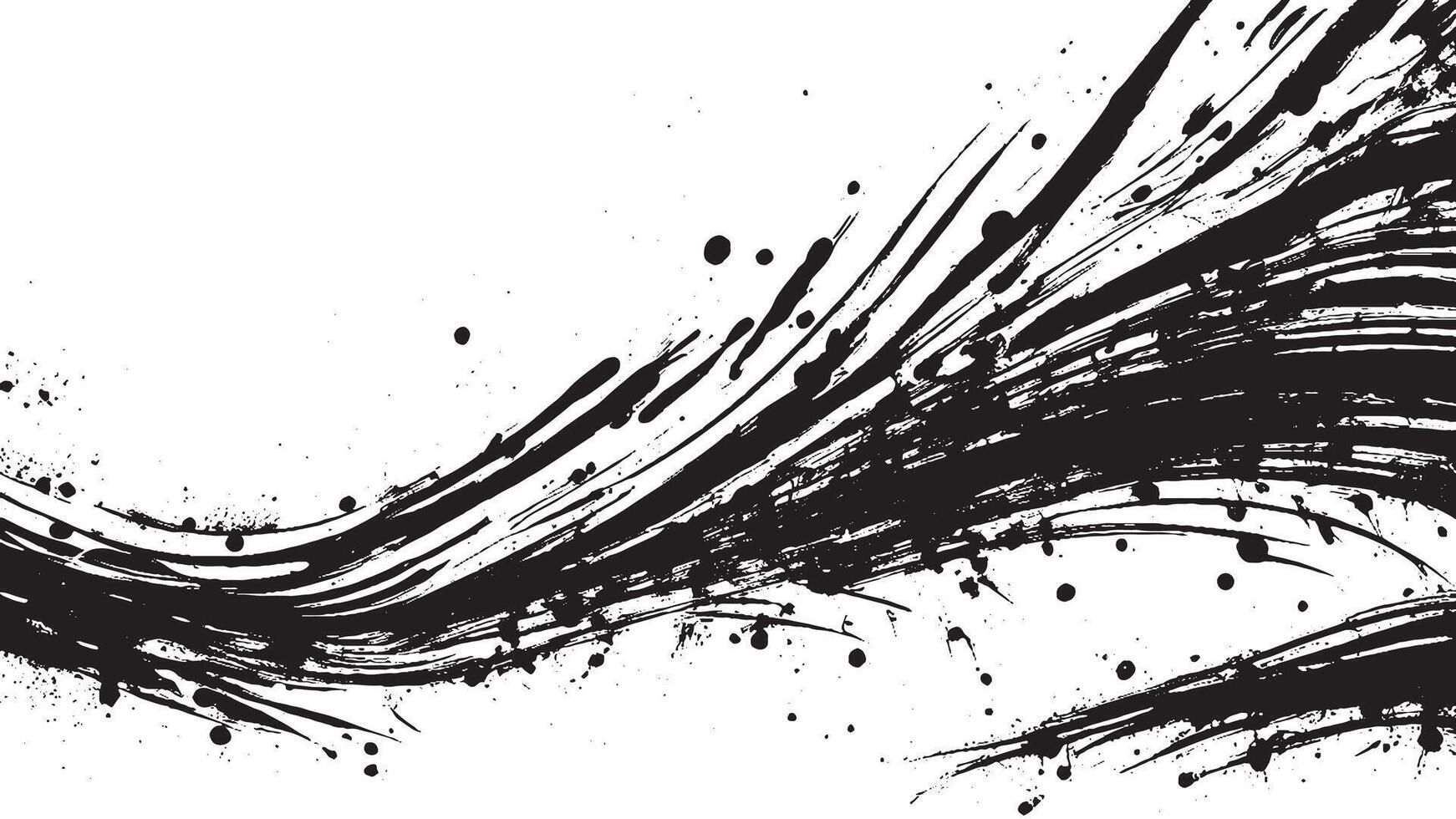 Intricate Black Monochrome Overlay with Abstract Grunge Gritty Art Texture on White Background vector