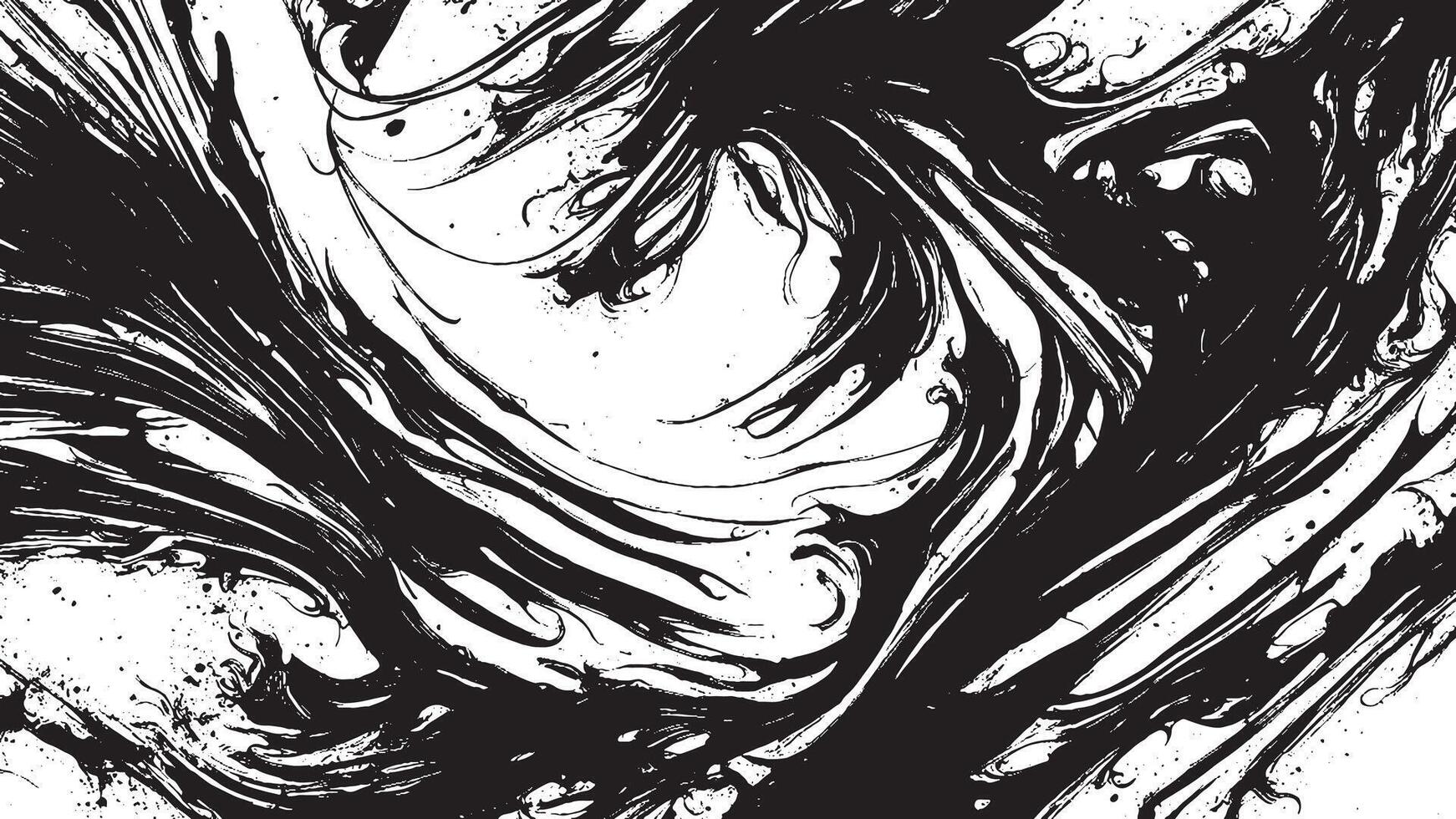 Intricate Black Monochrome Overlay with Abstract Grunge Gritty Art Texture on White Background vector
