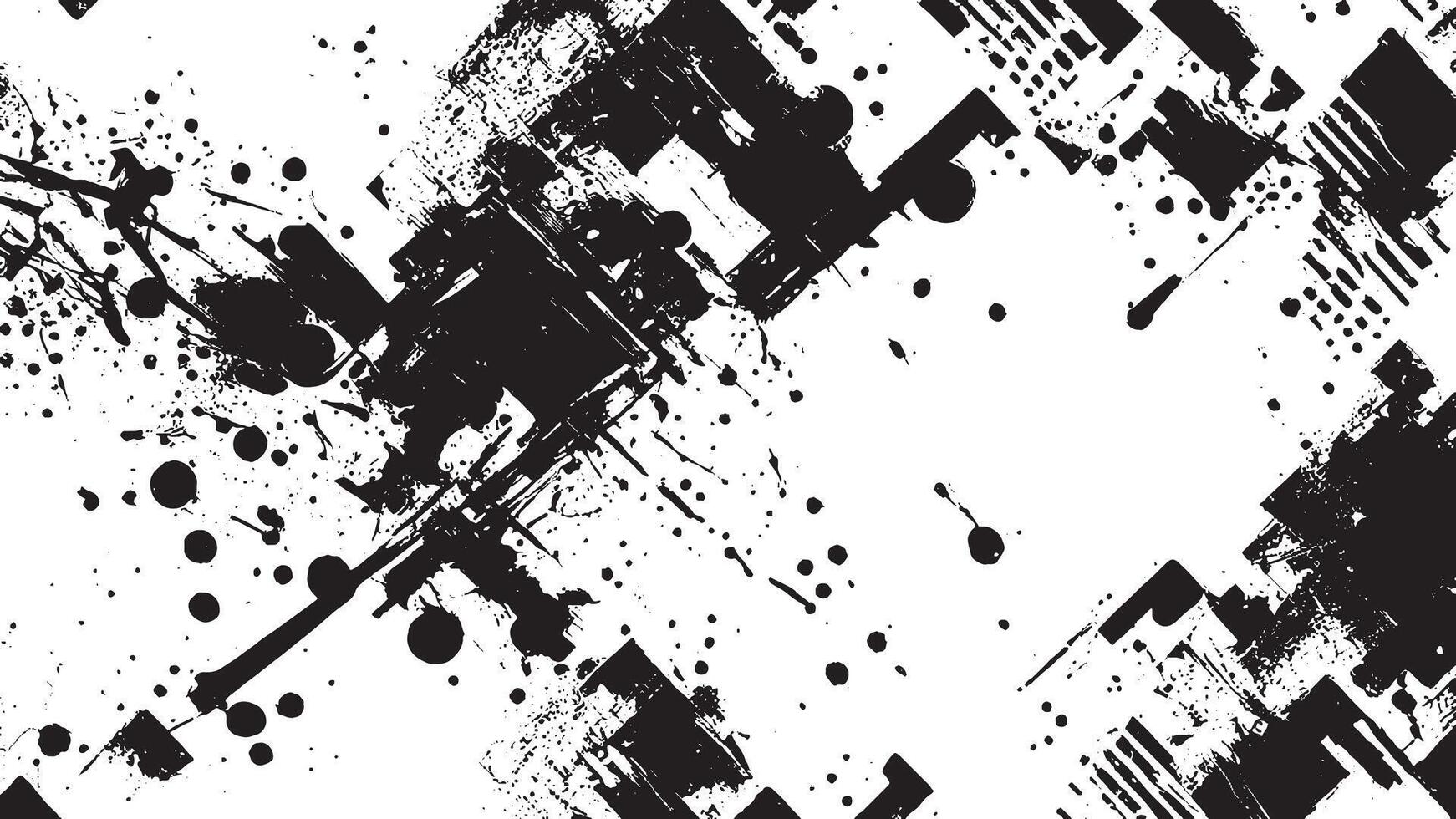 Intricate Black Monochrome Overlay with Abstract Grunge Gritty Art Texture on White Background vector
