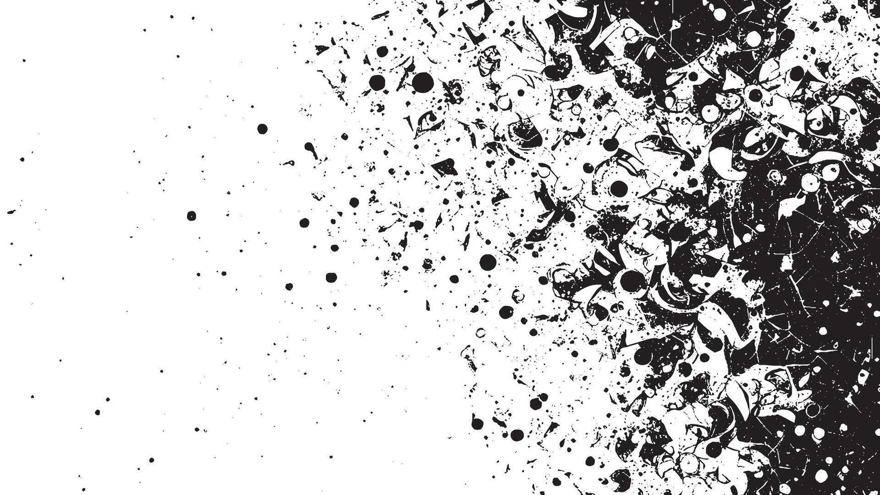 Black Monochrome Abstract Gritty Grunge Art Texture on White Background vector