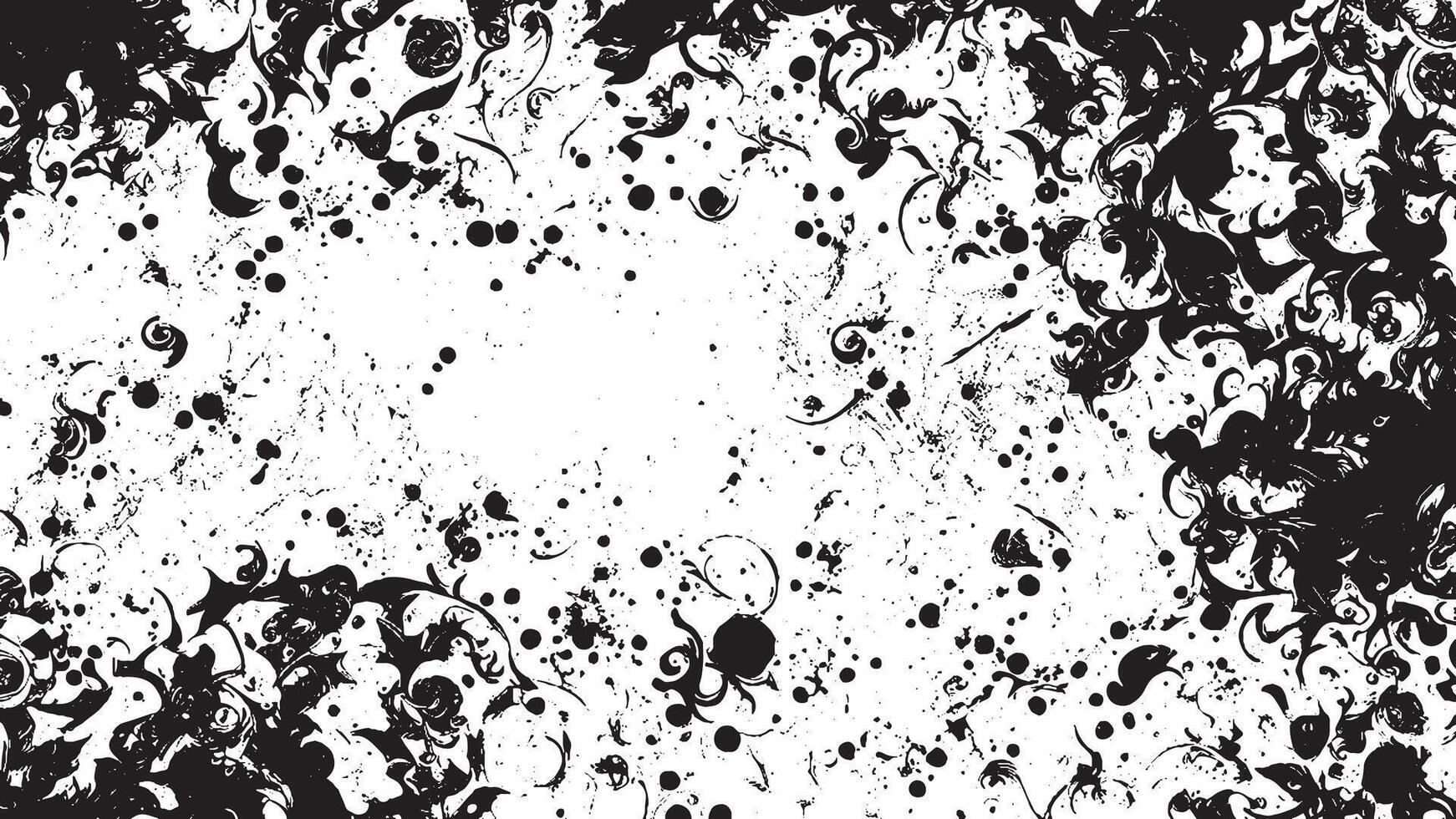 Art of Black Monochrome Grunge Texture on White Background vector