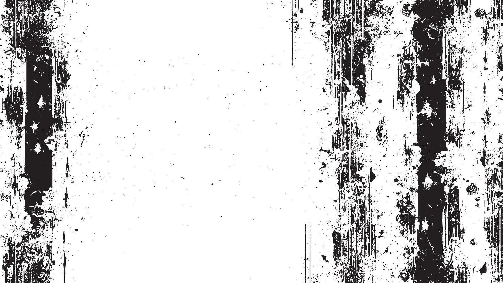 Deeply Textured Black Monochrome Gritty Overlay Texture on Crisp White Background vector