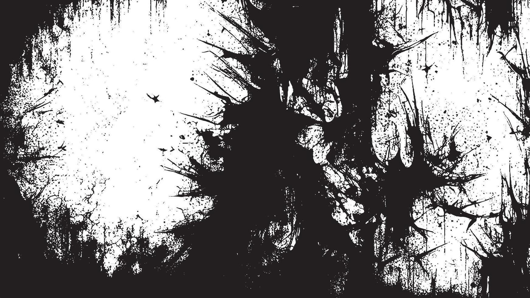 Intensely Dark Black Grunge Texture Overlay on Pure White Background, Emphasizing Depth vector