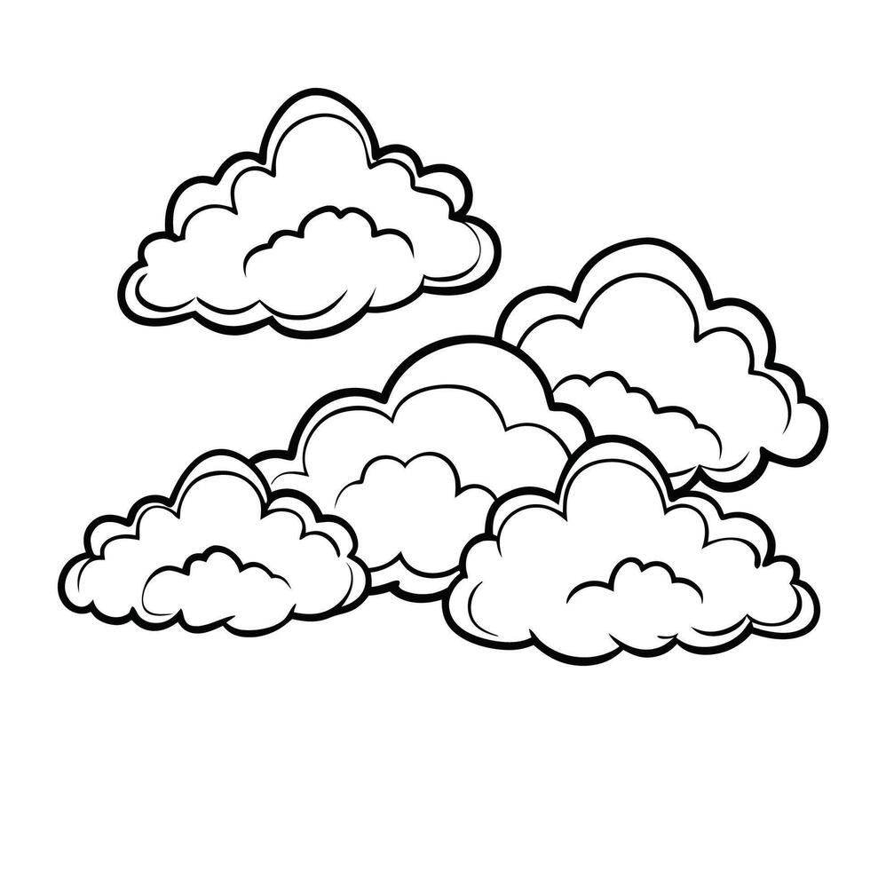 Cloud flat design black outline on a white background vector