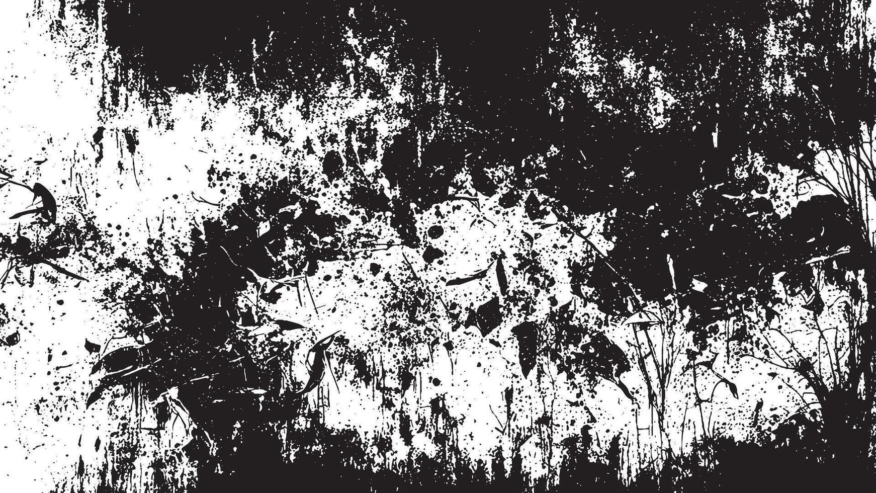 Bold Black Grunge Texture on Clean White Surface, Featuring Sharp Edges and Intense Shades vector