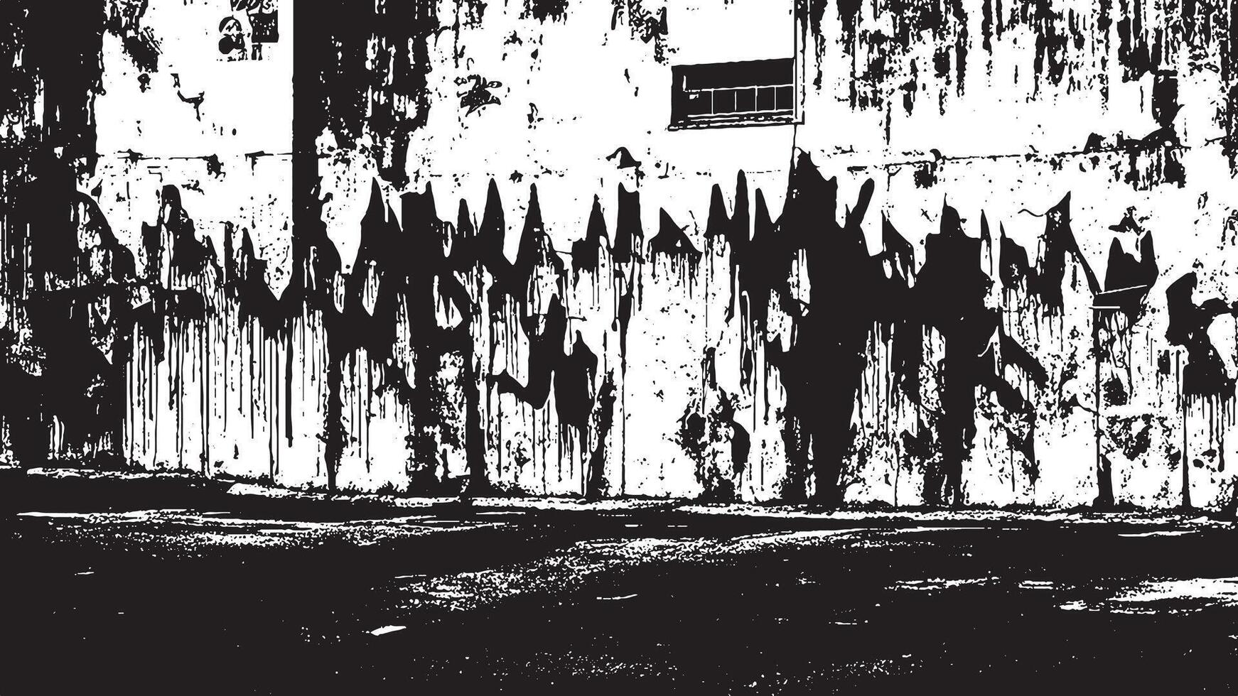 Bold Black Grunge Texture on Clean White Surface, Featuring Sharp Edges and Intense Shades vector