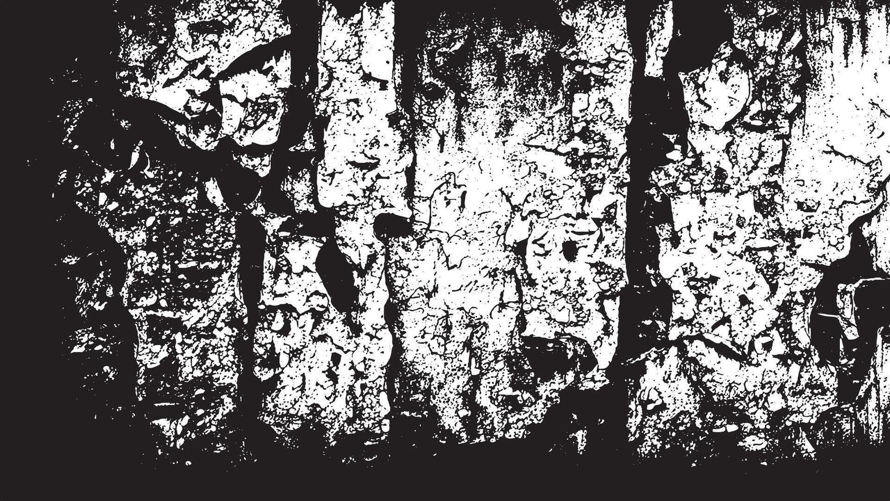 Bold Black Grunge Texture on Clean White Surface, Featuring Sharp Edges and Intense Shades vector