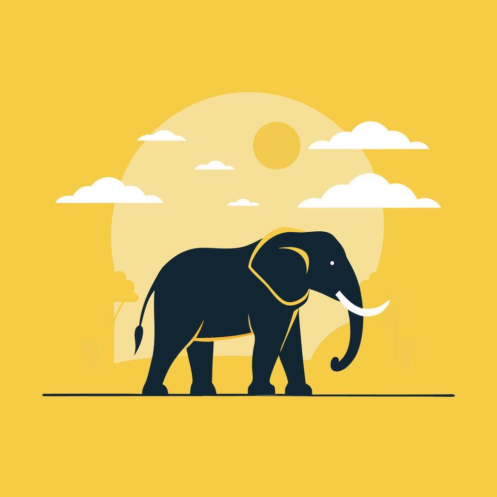 Elephant silhouette art illustration vector