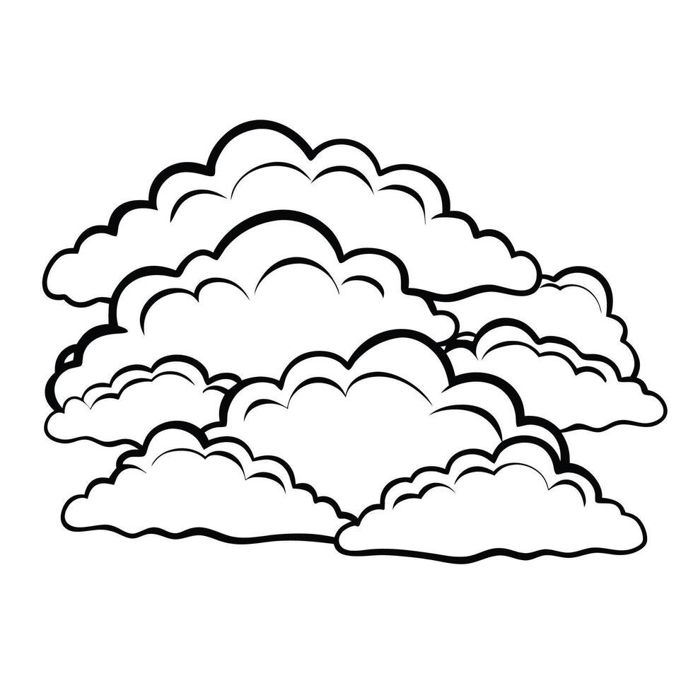 Cloud flat design black outline on a white background vector
