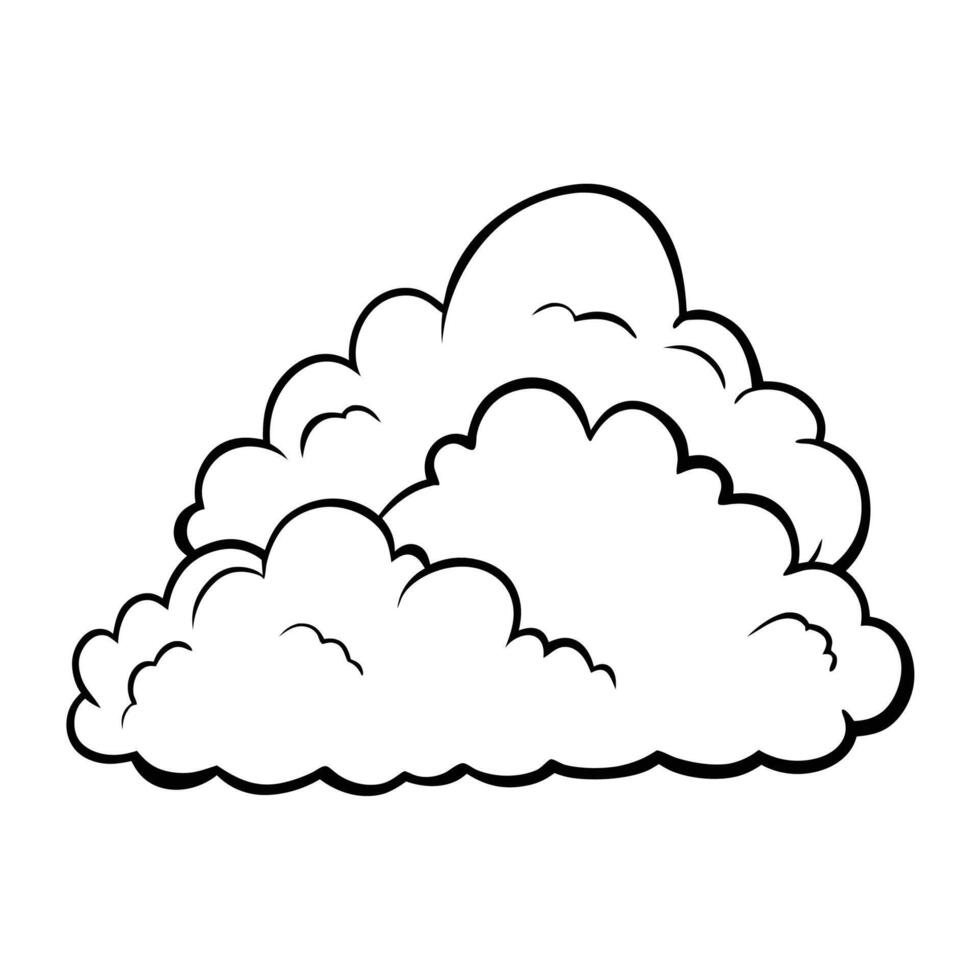 Cloud flat design black outline on a white background vector