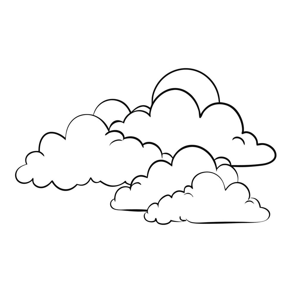 Cloud flat design black outline on a white background vector