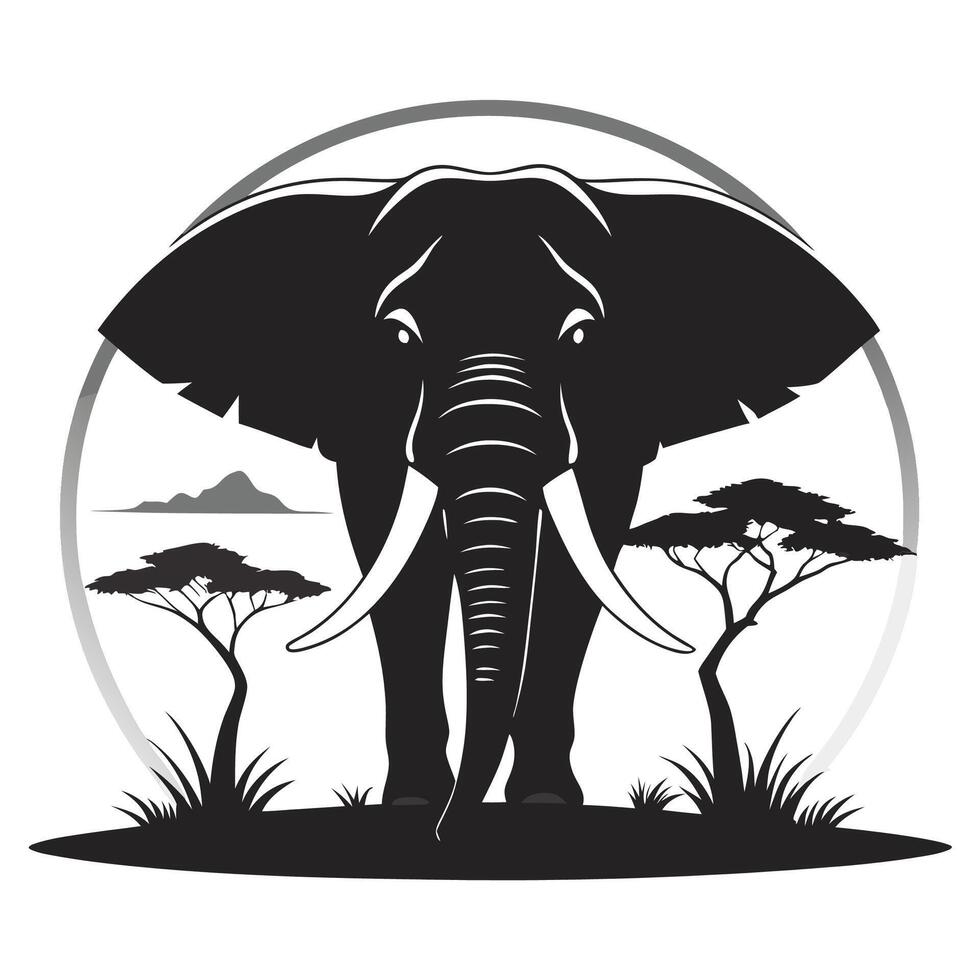 Elephant silhouette art illustration vector