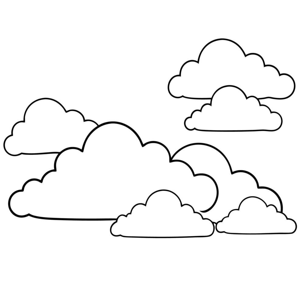Cloud flat design black outline on a white background vector