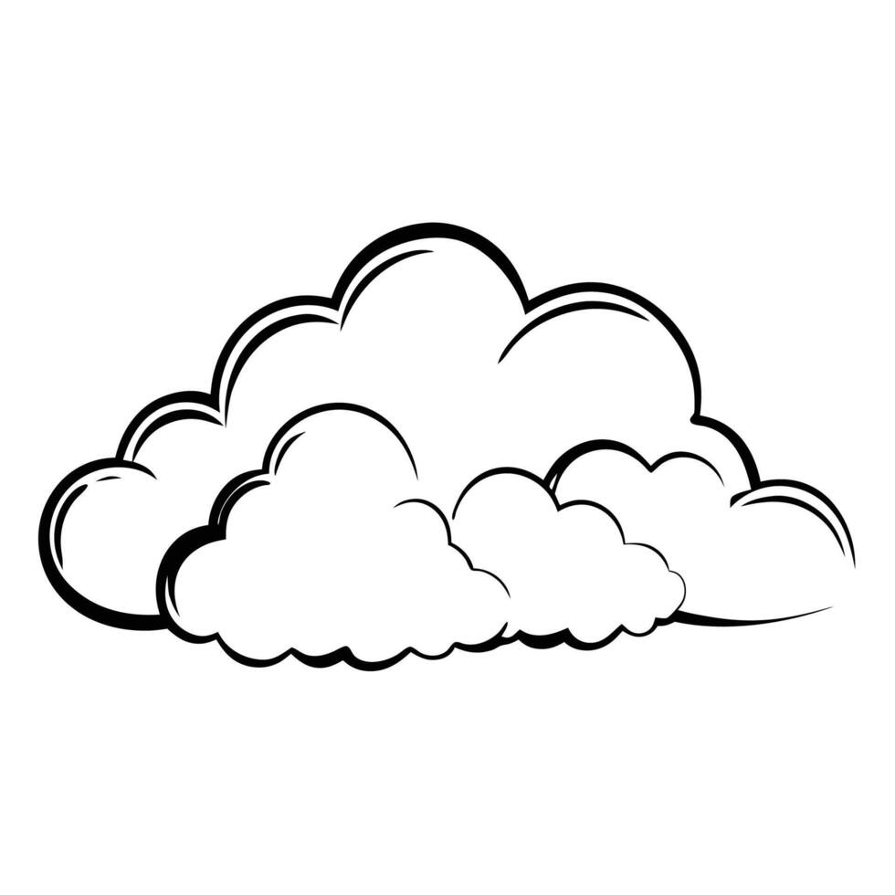 Cloud flat design black outline on a white background vector