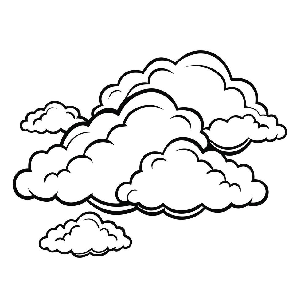 Cloud flat design black outline on a white background vector