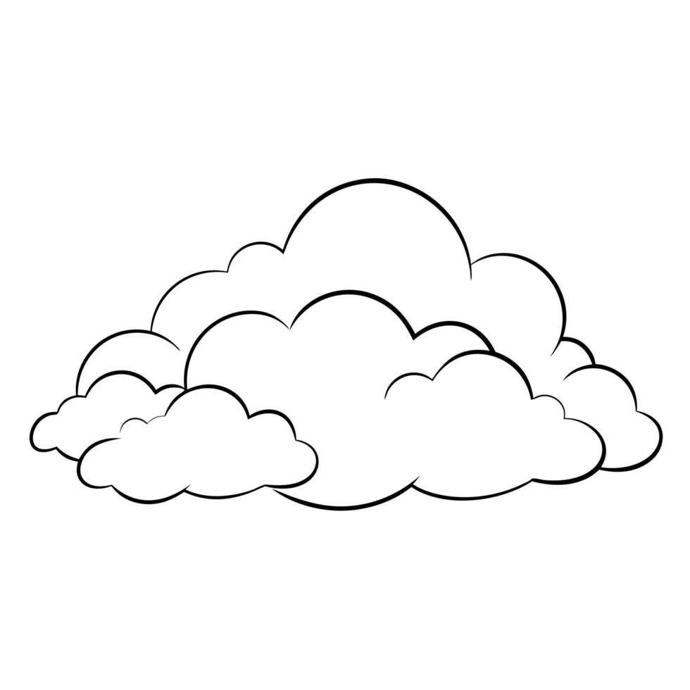 Cloud flat design black outline on a white background vector