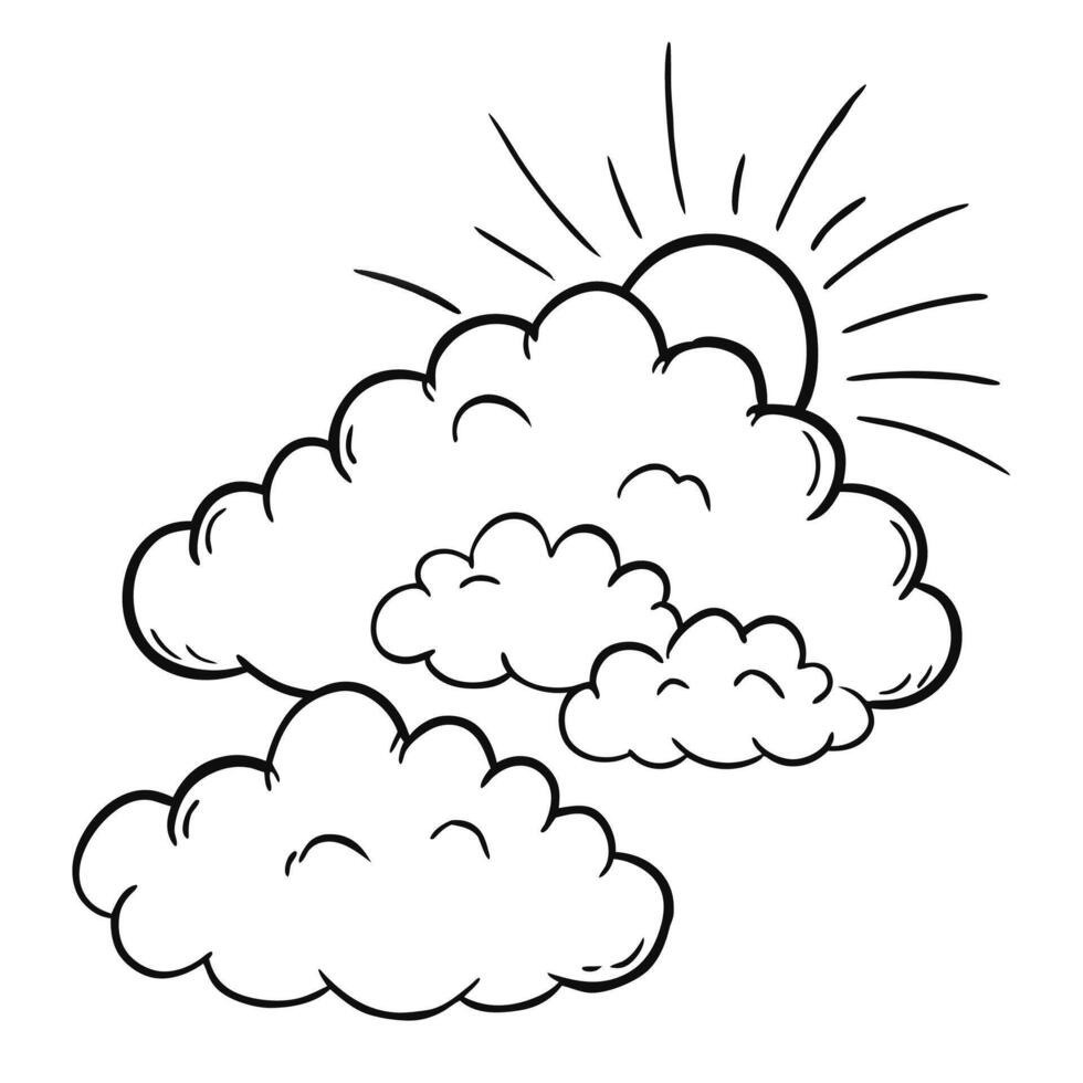 Cloud flat design black outline on a white background vector