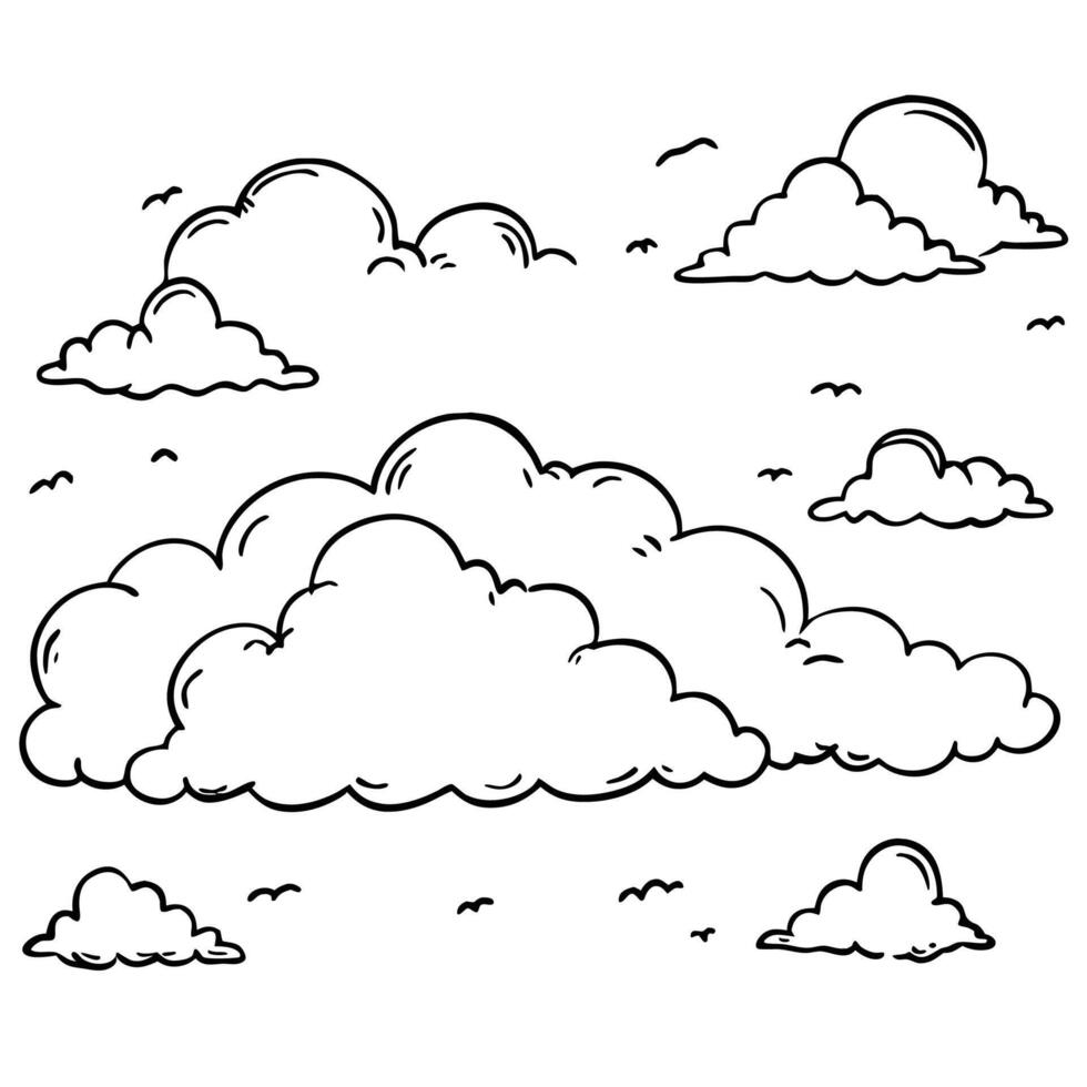 Cloud flat design black outline on a white background vector