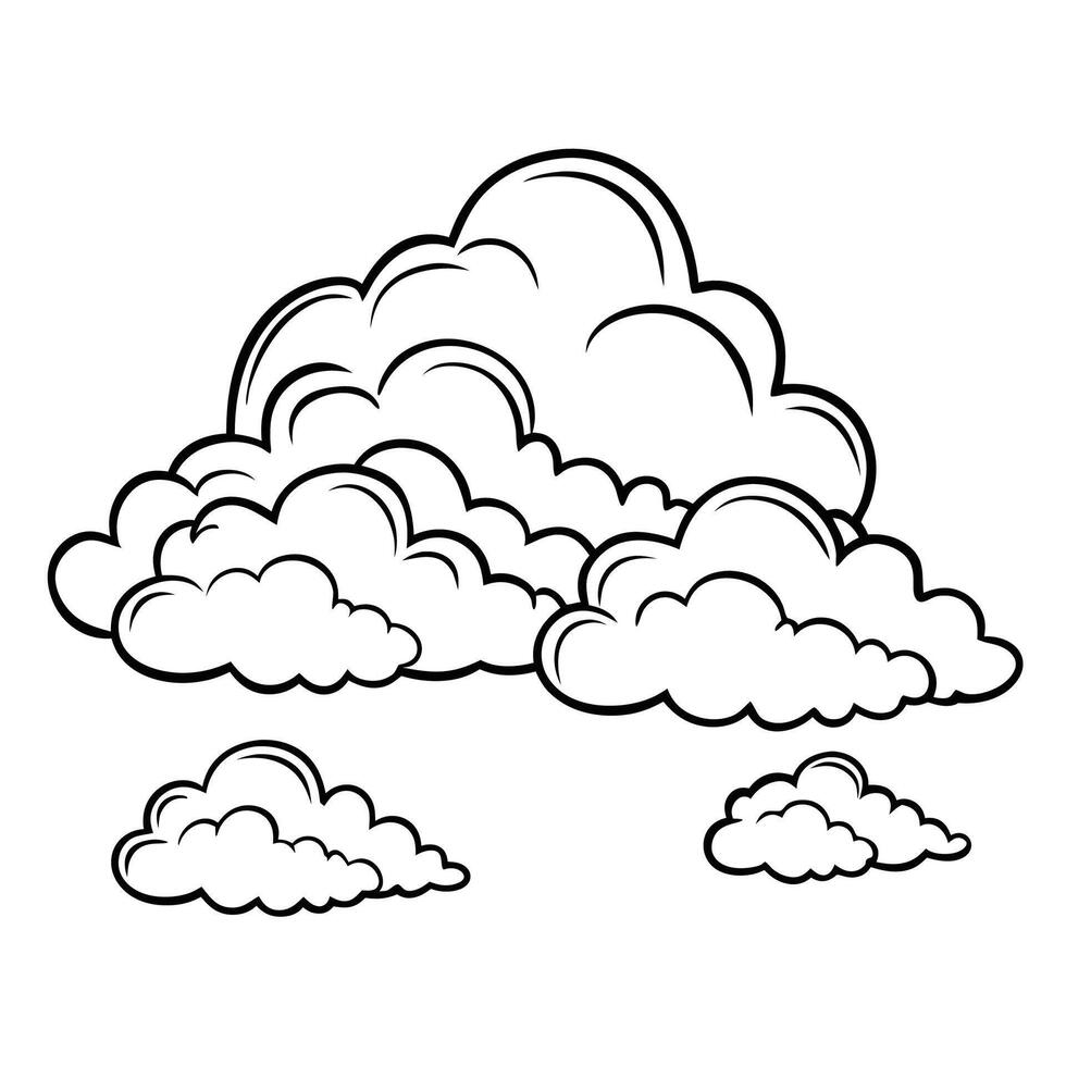 Cloud flat design black outline on a white background vector