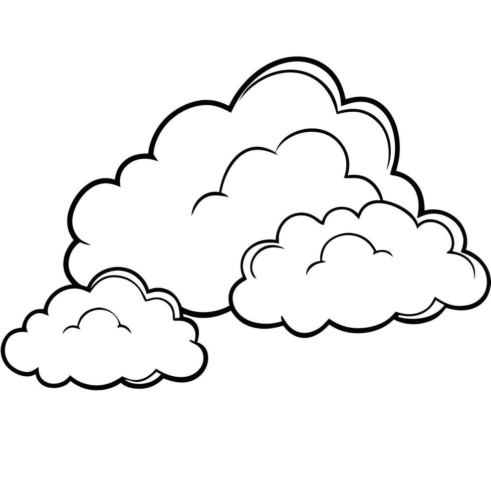 Cloud flat design black outline on a white background vector