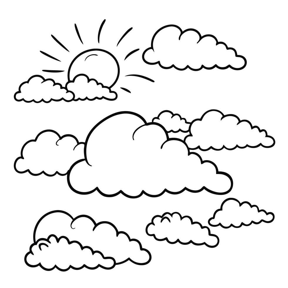 Cloud flat design black outline on a white background vector