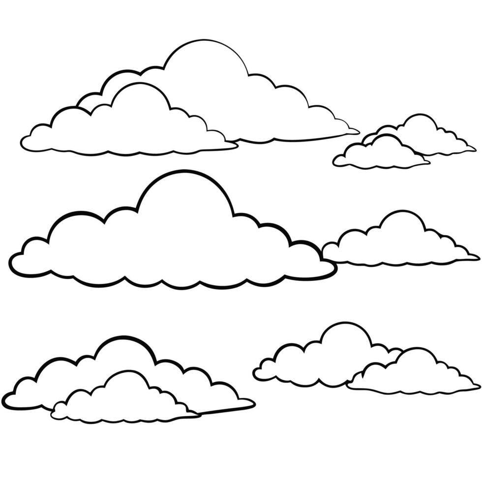 Cloud flat design black outline on a white background vector