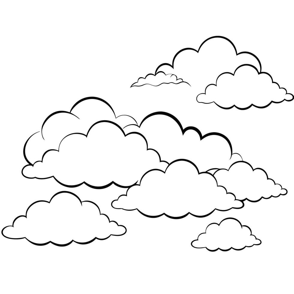 Cloud flat design black outline on a white background vector