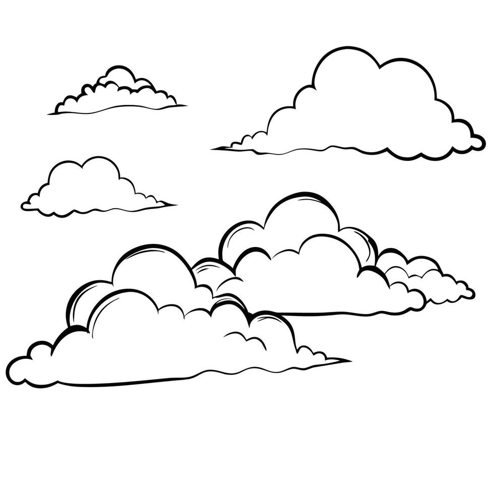 Cloud flat design black outline on a white background vector