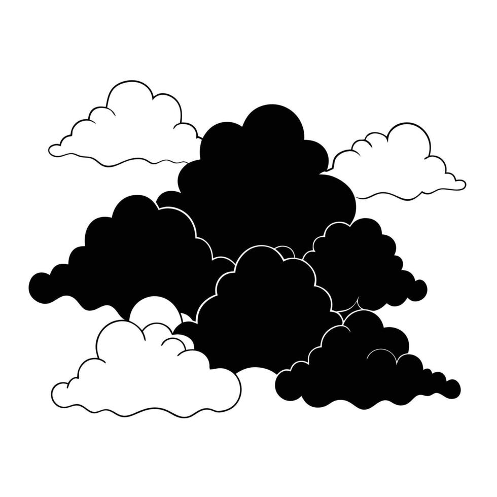 Cloud flat design black outline on a white background vector