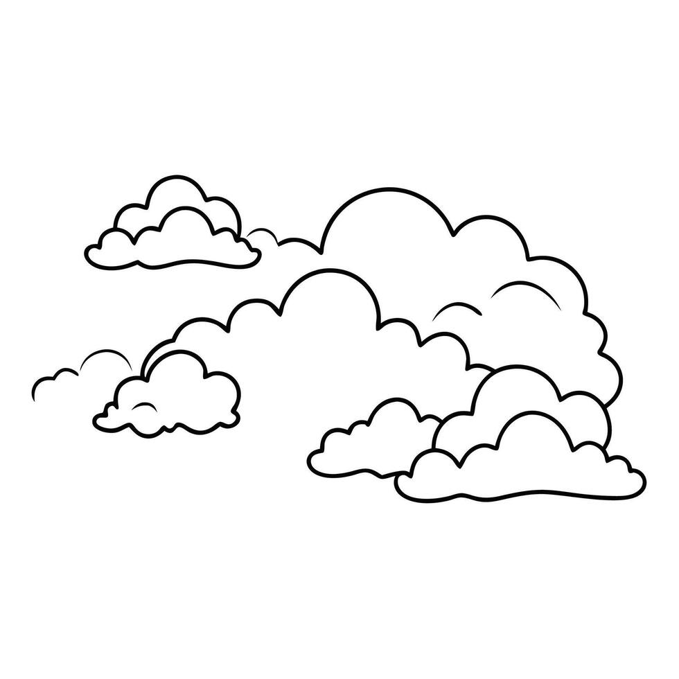 Cloud flat design black outline on a white background vector