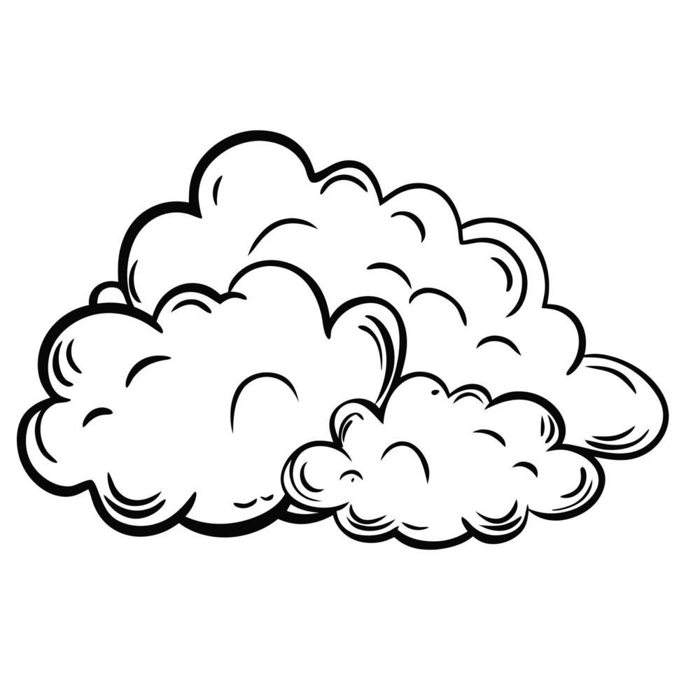 Cloud flat design black outline on a white background vector