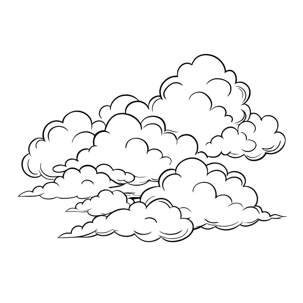Cloud flat design black outline on a white background vector